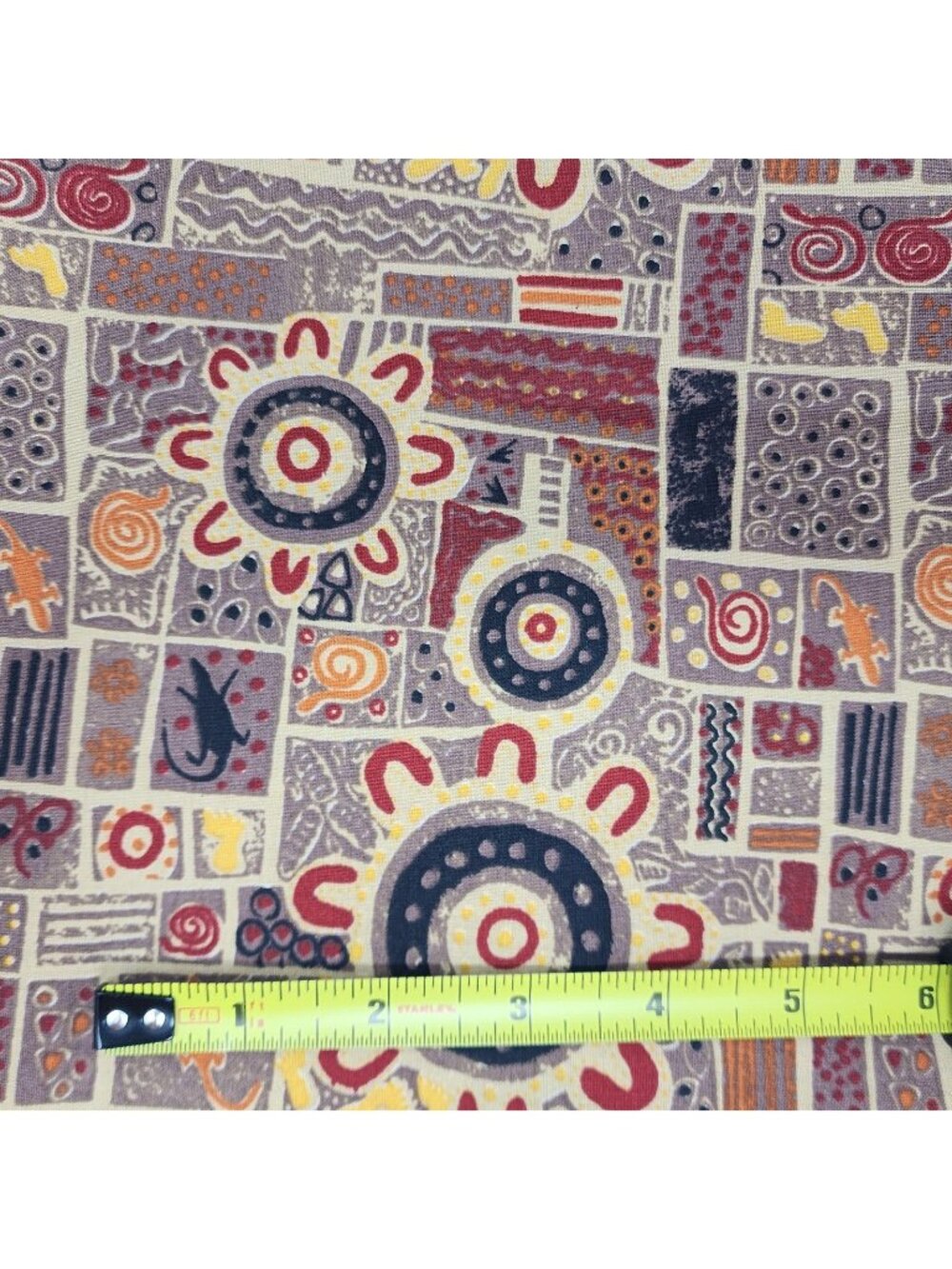 Quilting Fabric Brown Rust Geometric Bush Aboriginal Australian Fat Quarter